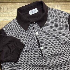 John Smedley Mens Brown Sea Island Cotton Knit Polo Shirt Made in England Small